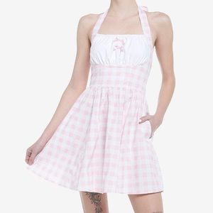 Pink Gingham Halter‎ Mini Dress Hot Topic Barbiecore